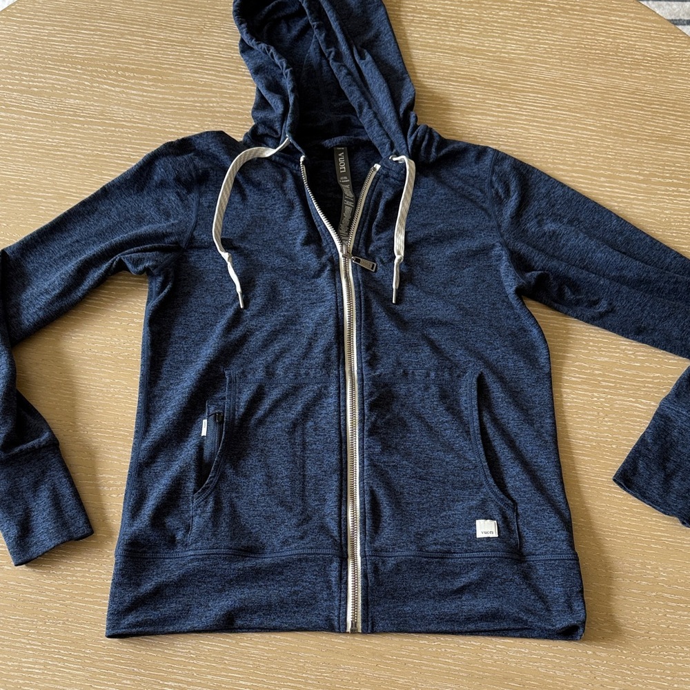 Vuori Heather Blue Black Hoodie like new